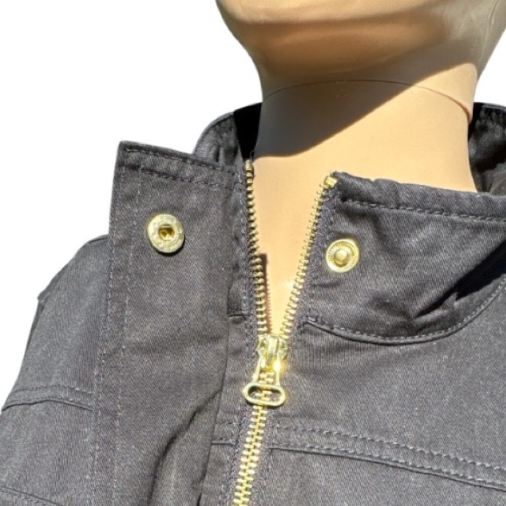 Talbots Jacket Black with Gold Tone Snaps & Zipper Size 12P - Picture 6 of 12